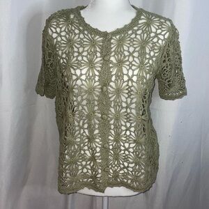 BFA Vintage Tank Top Lattice Crochet Cardigan Set Sleeveless Sweater Tank Top